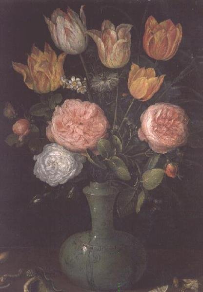 Vaso di fiori con diamanti sul tavolo da Jan the Elder Brueghel
