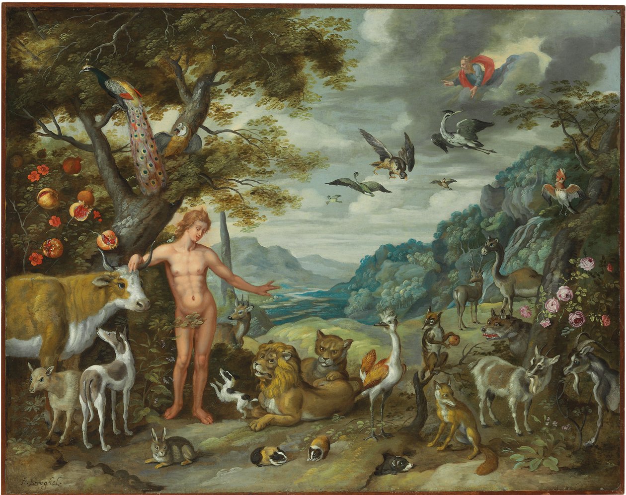 Adamo che nomina gli animali, dalla storia di Adamo ed Eva da Jan Brueghel the Younger