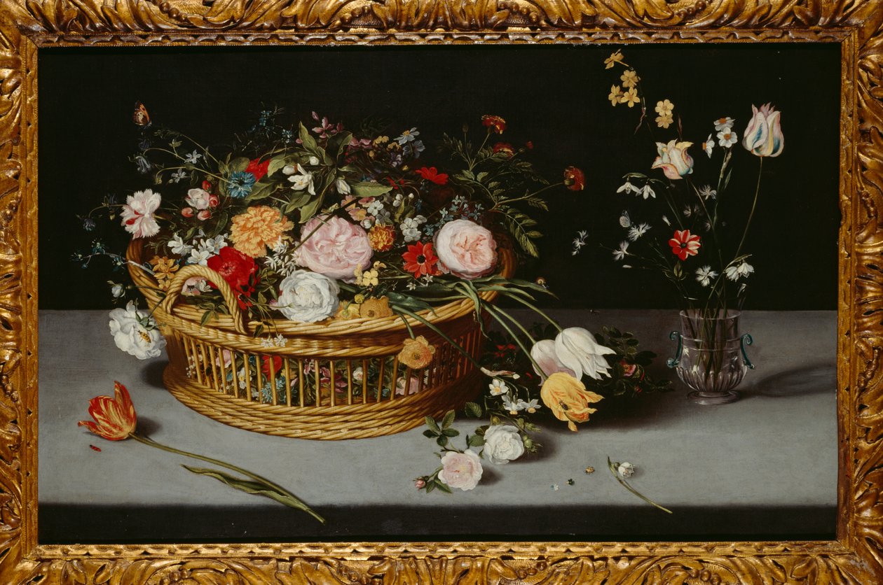 Natura morta con cesto e vaso di fiori da Jan the Younger Brueghel