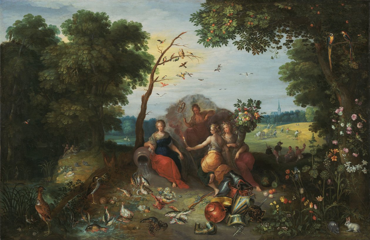 Paesaggio con allegorie dei quattro elementi da Jan the Younger & Francken or Franck Ambrosius II (c.1590-1632) Brueghel