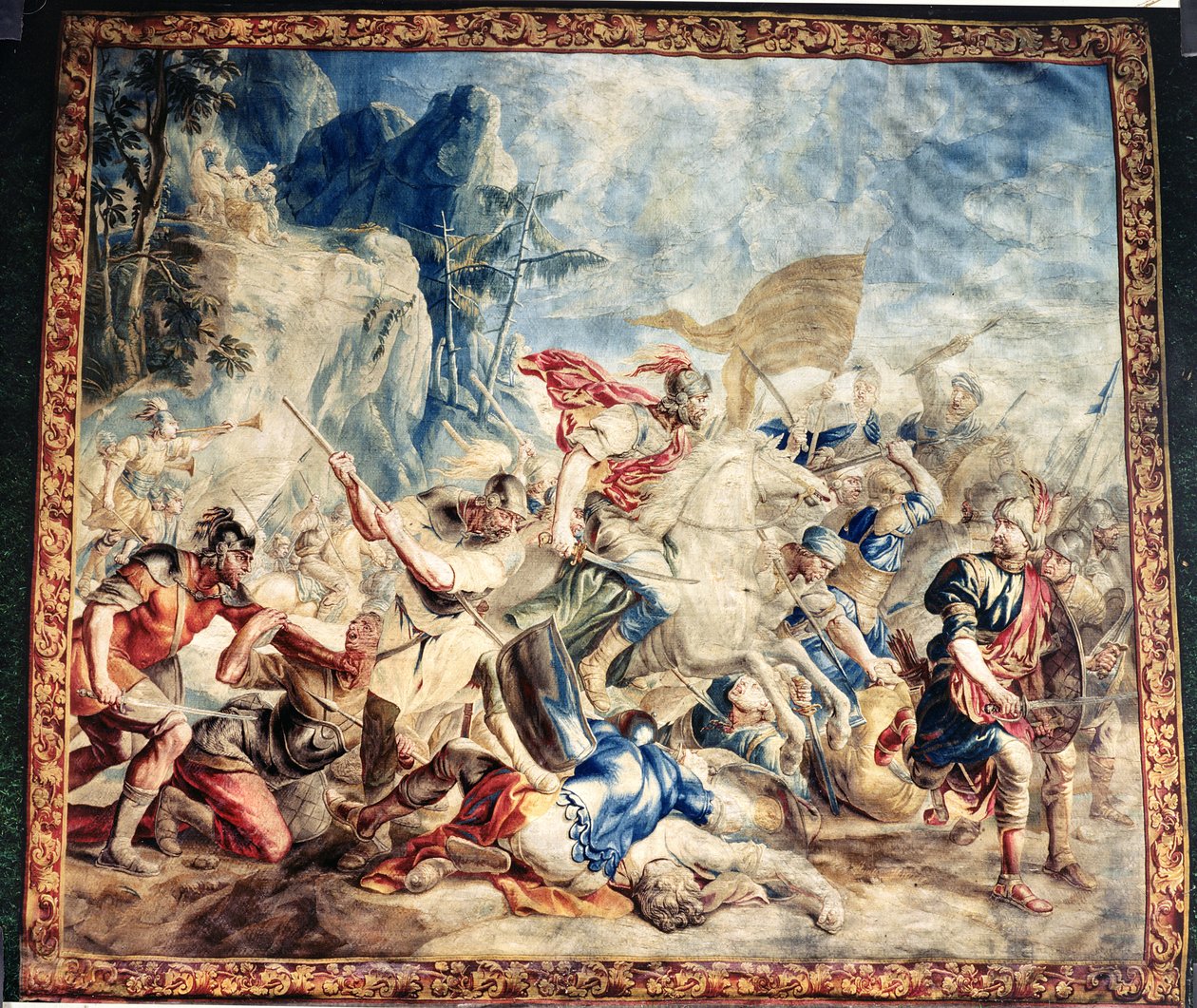 La battaglia degli Israeliti e degli Amalechiti, dalla bottega di Frans e Pieter van der Borcht da Jan van (after) Orley