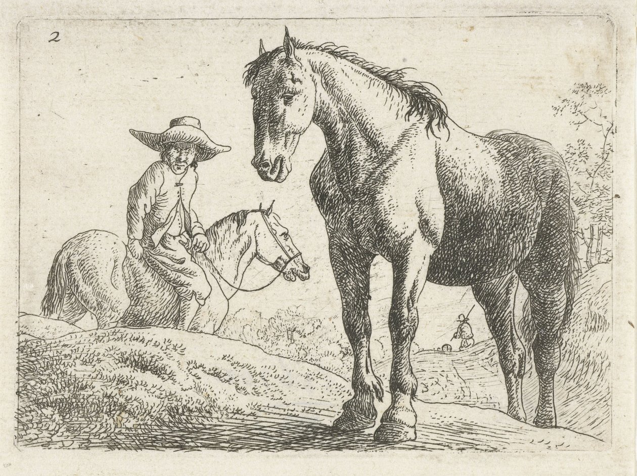 Un cavallo, un uomo a cavallo sullo sfondo da Jan van Aken