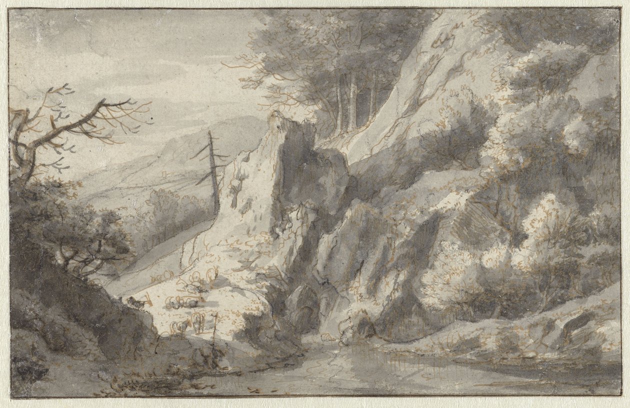 Paesaggio montano con conifere morte da Jan van Aken