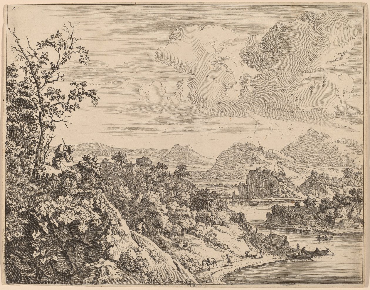 Veduta del fiume Reno da Jan van Aken after Herman Saftleven