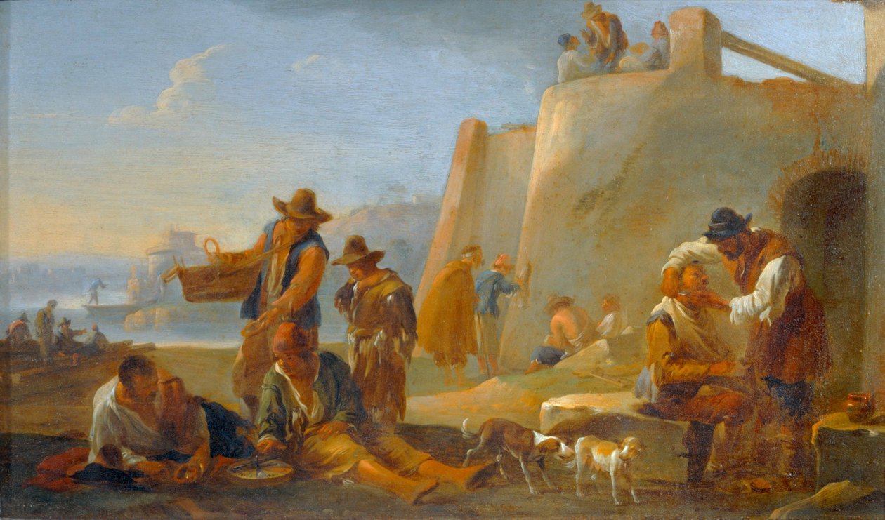 Il barbiere napoletano, una scena di vita popolare a Roma ... da Jan van Bike Miel