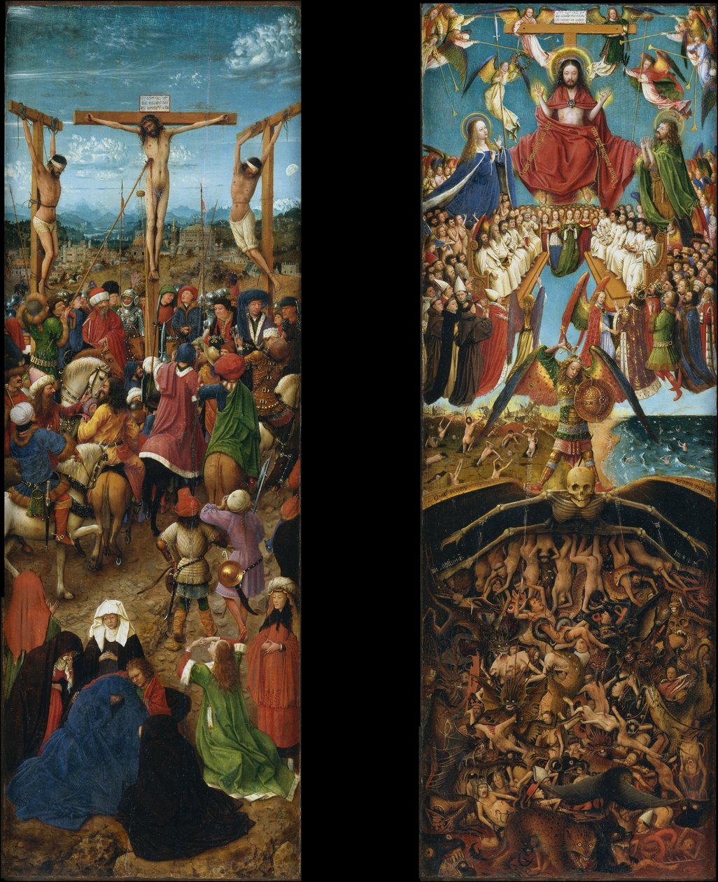 Crocifissione di Gesù; Giorno del Giudizio da Jan van Eyck