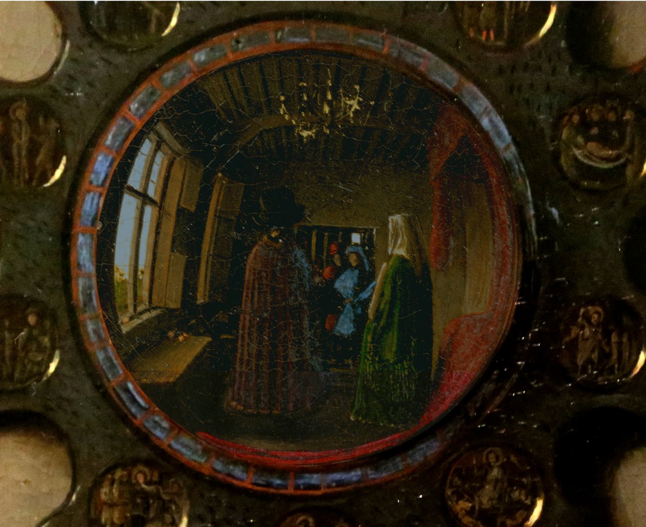 Particolare del Ritratto di Giovanni Arnolfini e di sua moglie da Jan van Eyck