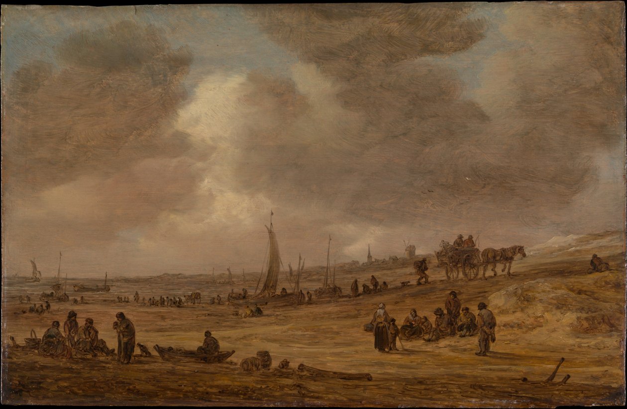 Una spiaggia con barche da pesca da Jan van Goyen