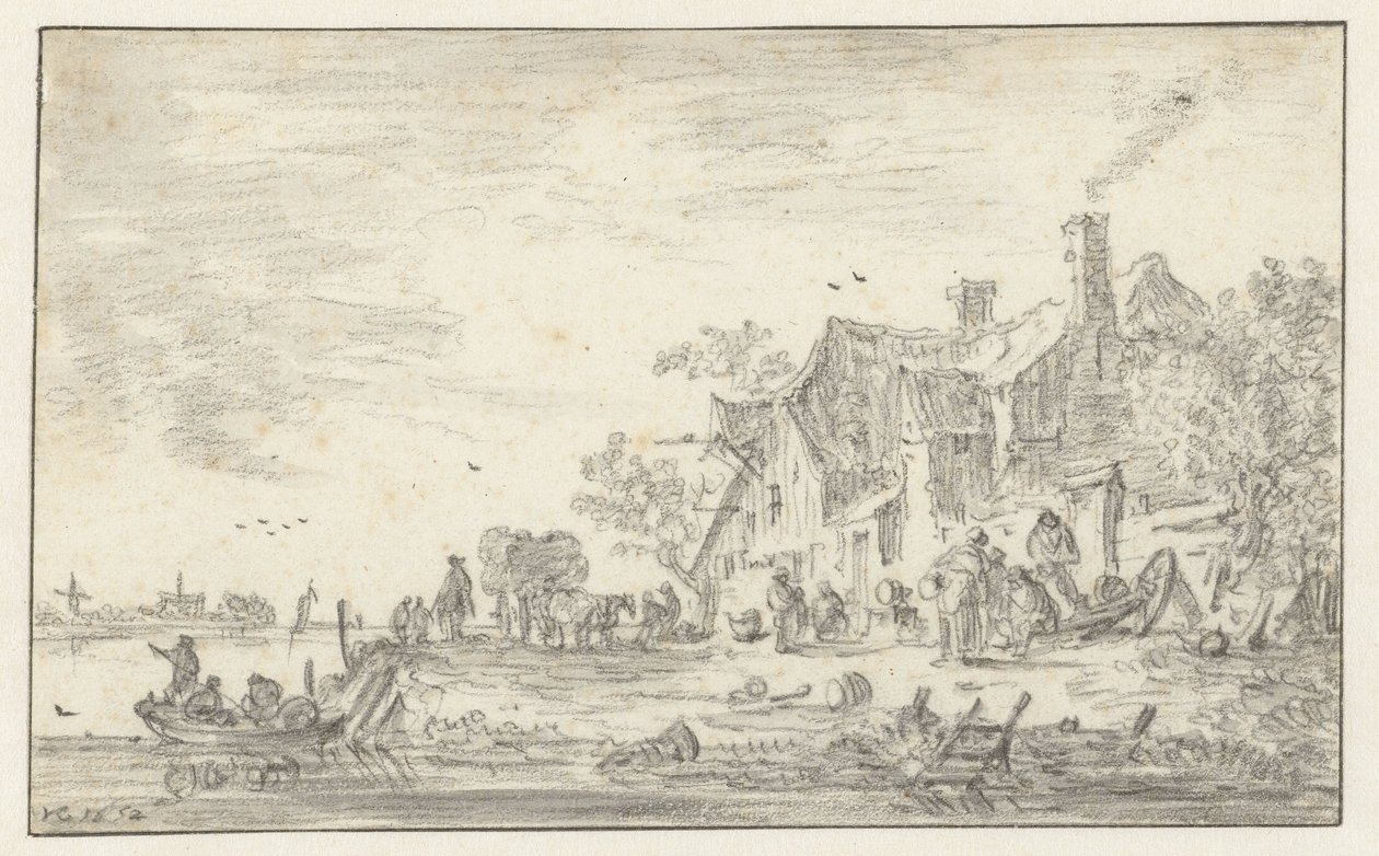 Fattoria sulla riva di un fiume da Jan van Goyen