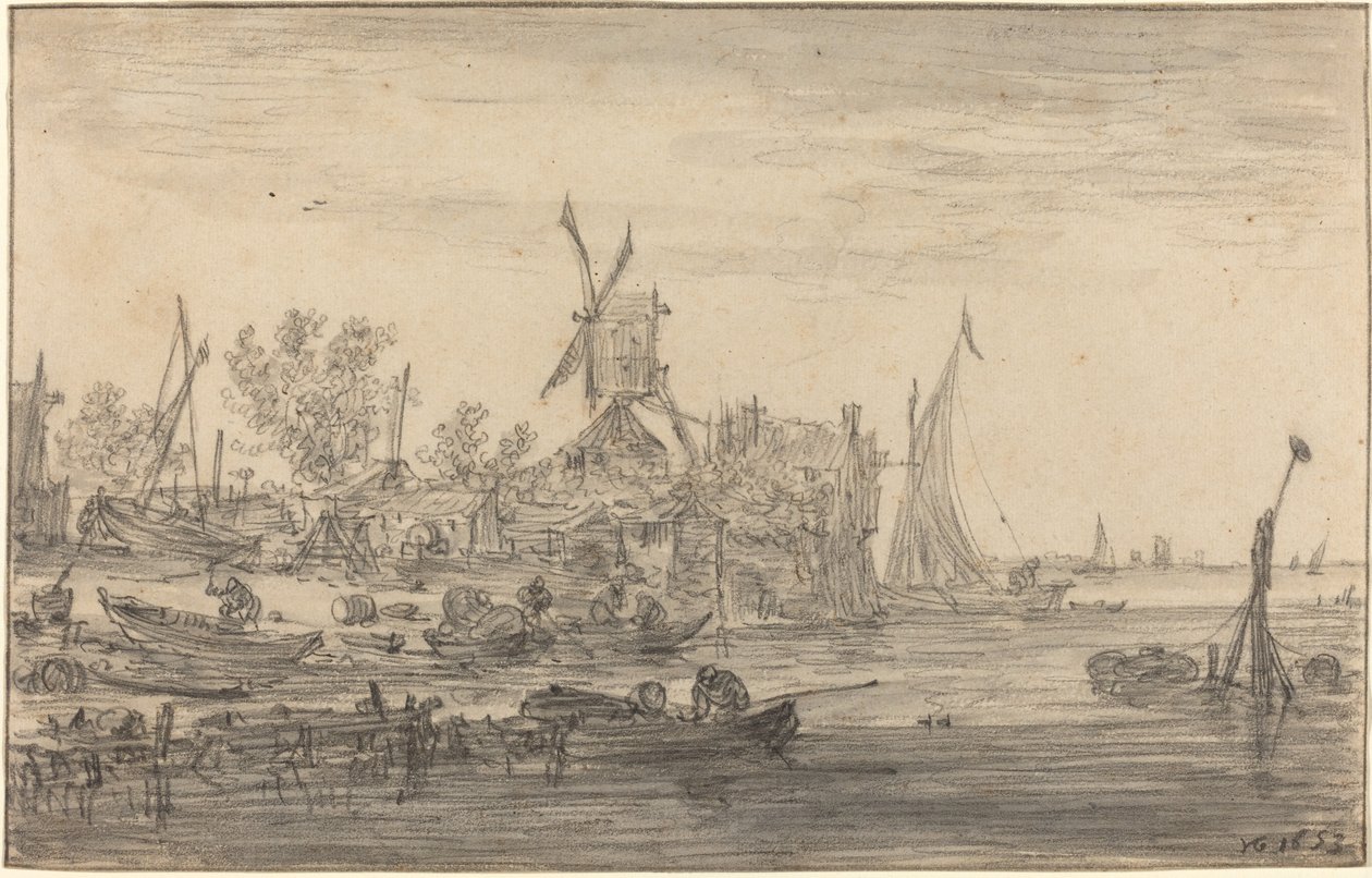 Scena di Spiaggia con Mulino a Vento da Jan van Goyen