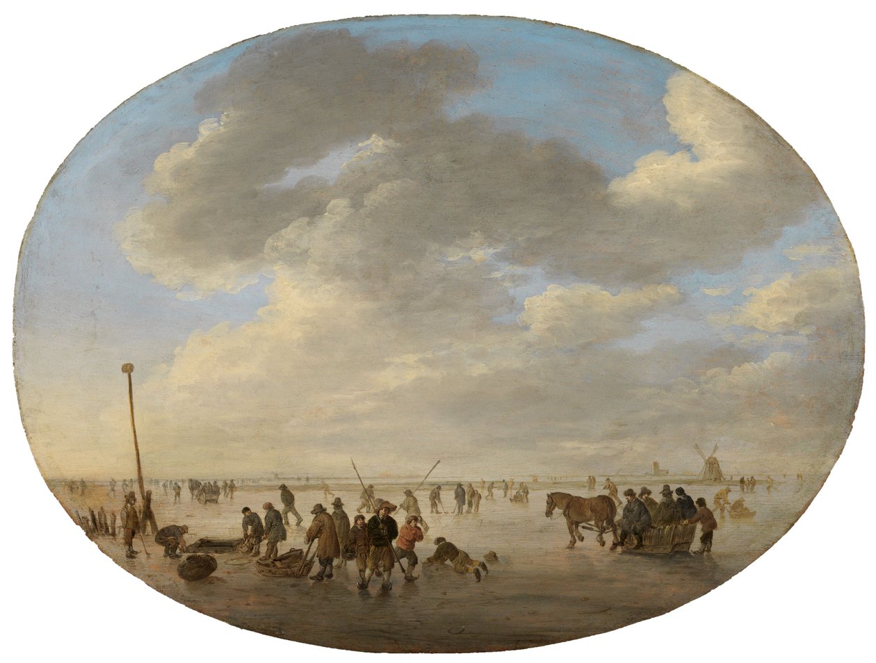Paesaggio pianeggiante olandese con pattinatori da Jan van Goyen