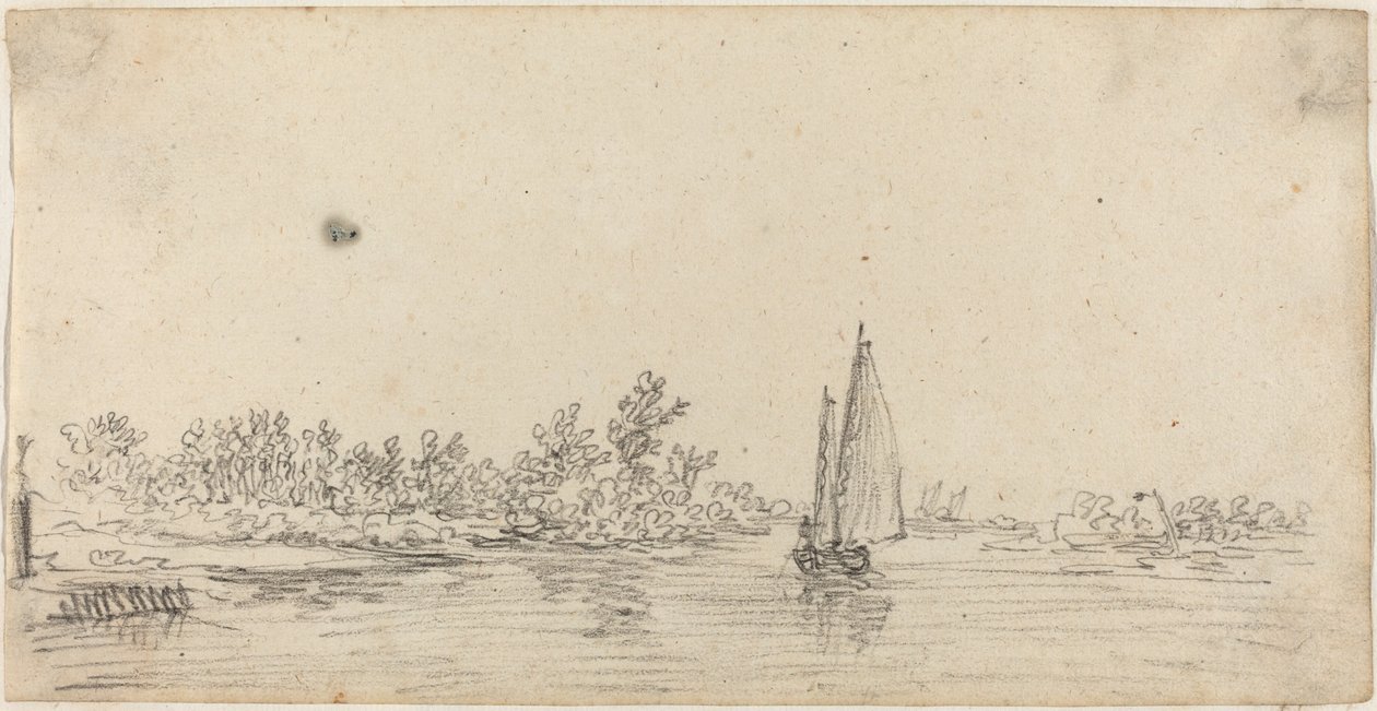 Barca a vela su un estuario da Jan van Goyen