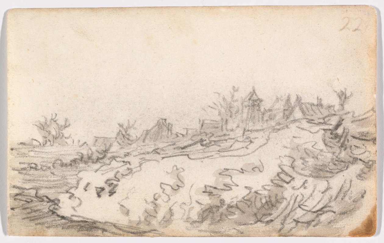 Villaggio sulla collina soleggiata da Jan van Goyen