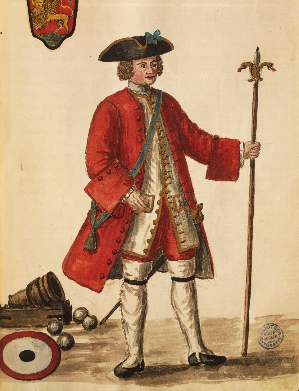 Bombista delle navi veneziane, di Jan van Grevenbroeck o Giovanni Grevembroch, Gli Abiti de Veneziani, da libro illustrato di costumi, acquerello da Jan van Grevenbroeck