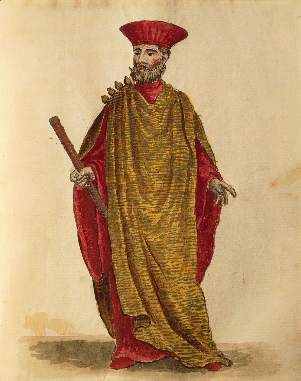 Capitano Generale Da Mar della Serenissima Repubblica di Venezia, di Jan van Grevenbroeck o Giovanni Grevembroch, Gli Abiti de Veneziani, da libro illustrato di costumi, acquerello da Jan van Grevenbroeck
