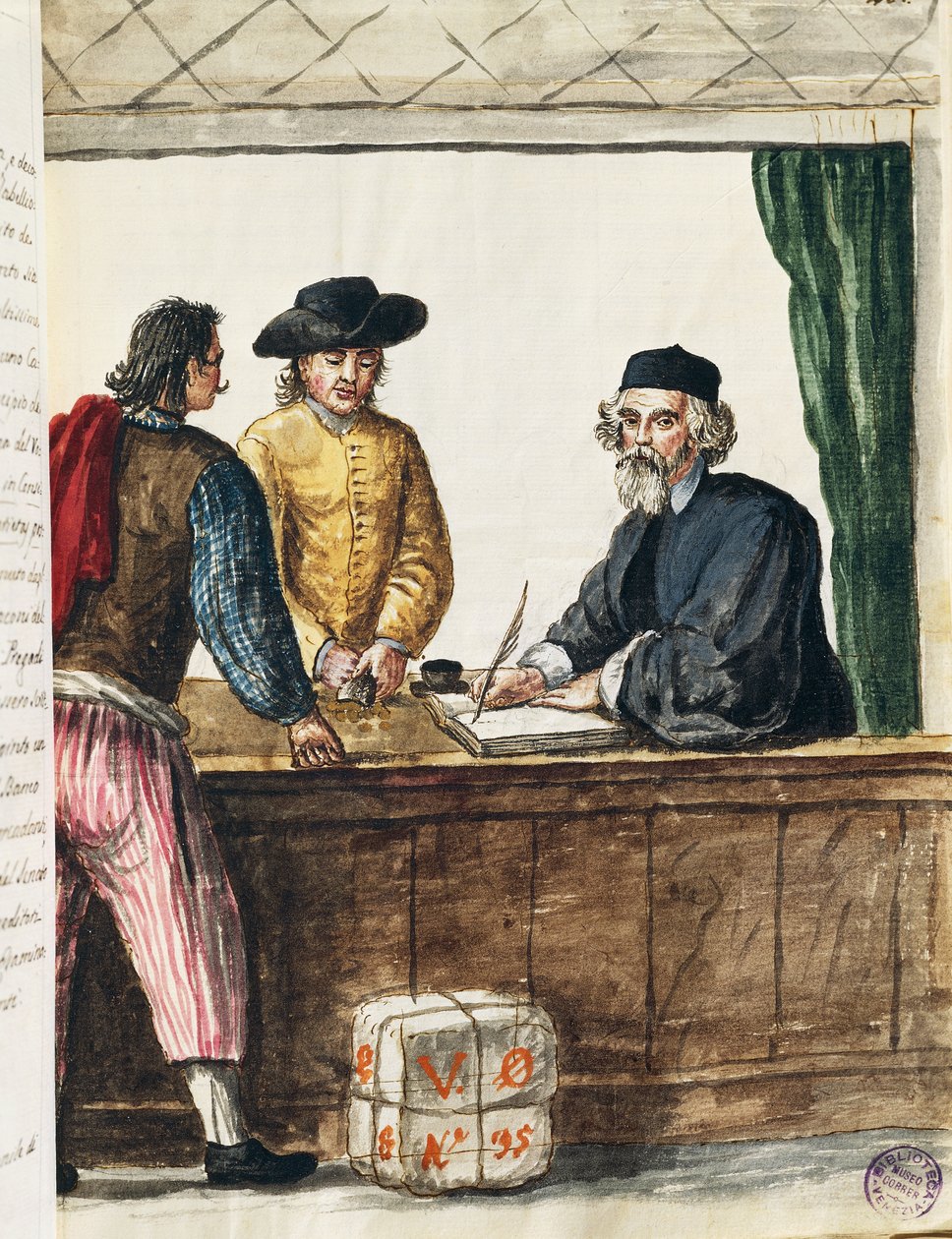 Mercante distinto, illustrazione da Libro illustrato dei costumi veneziani, di Jan Grevenbroeck da Jan van Grevenbroeck