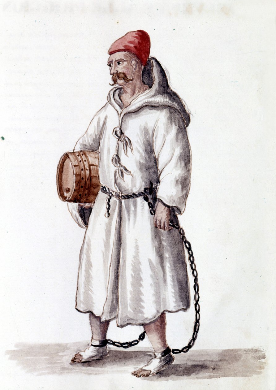 Galeotto del XVII - XVIII secolo. Disegno ad acquerello e inchiostro dal manoscritto "Costumi dei Veneziani" di Jan van Grevenbroeck (o Giovanni Grevembroch) (1731-1807) da Jan van Grevenbroeck