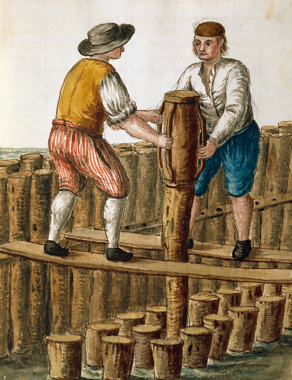 Posa delle fondamenta della laguna veneziana (illustrazione da Dress of Venetians manuscript di Jan van Grevenbroeck) da Jan van Grevenbroeck