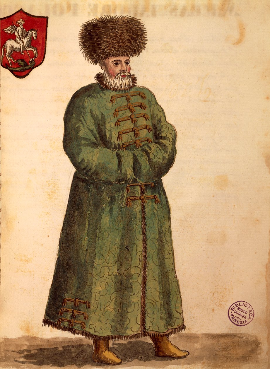 Ambasciatore moscovita, Gli Abiti de Veneziani, da libro illustrato di costumi da Jan van Grevenbroeck