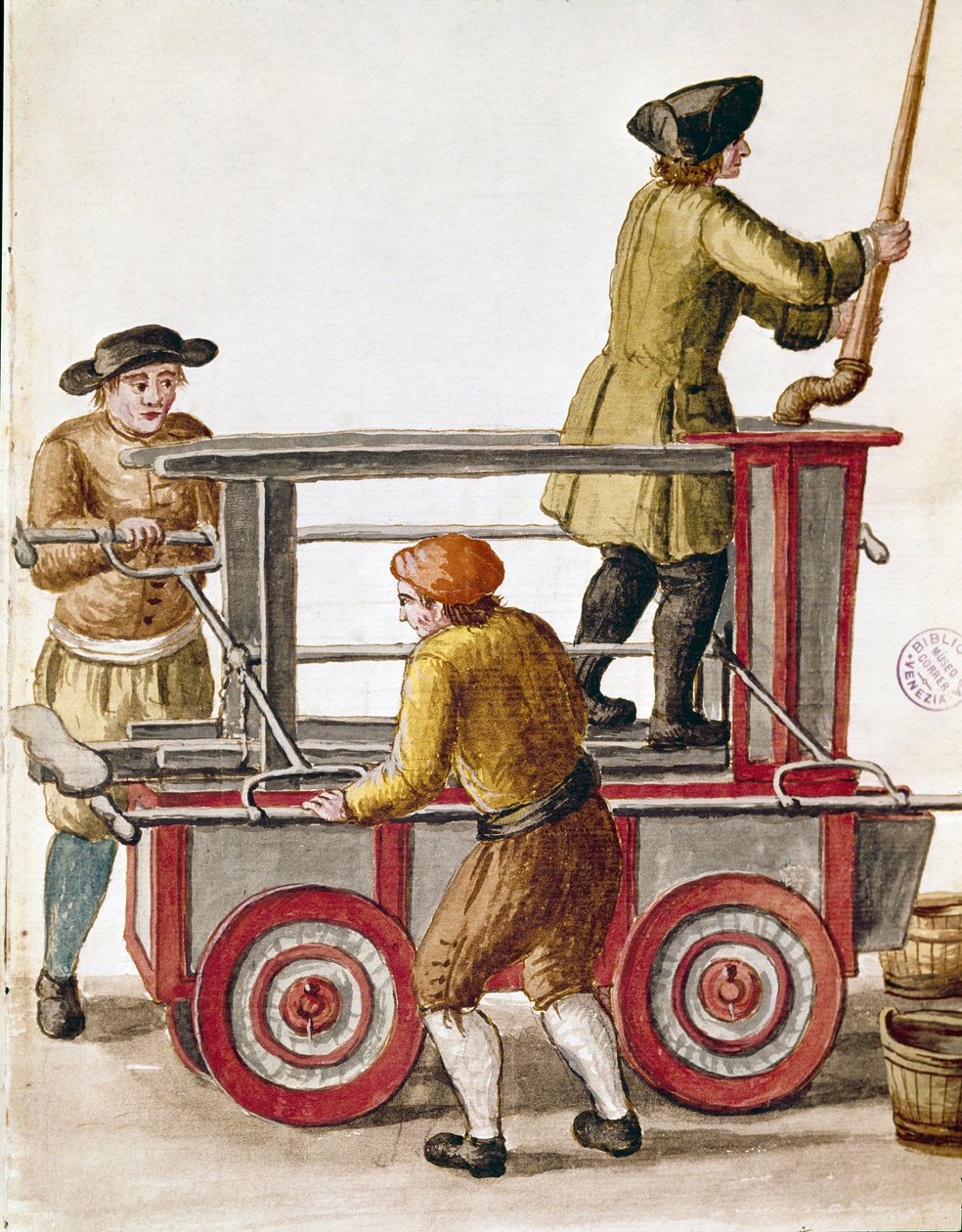 Uso di una pompa idraulica da Jan van Grevenbroeck