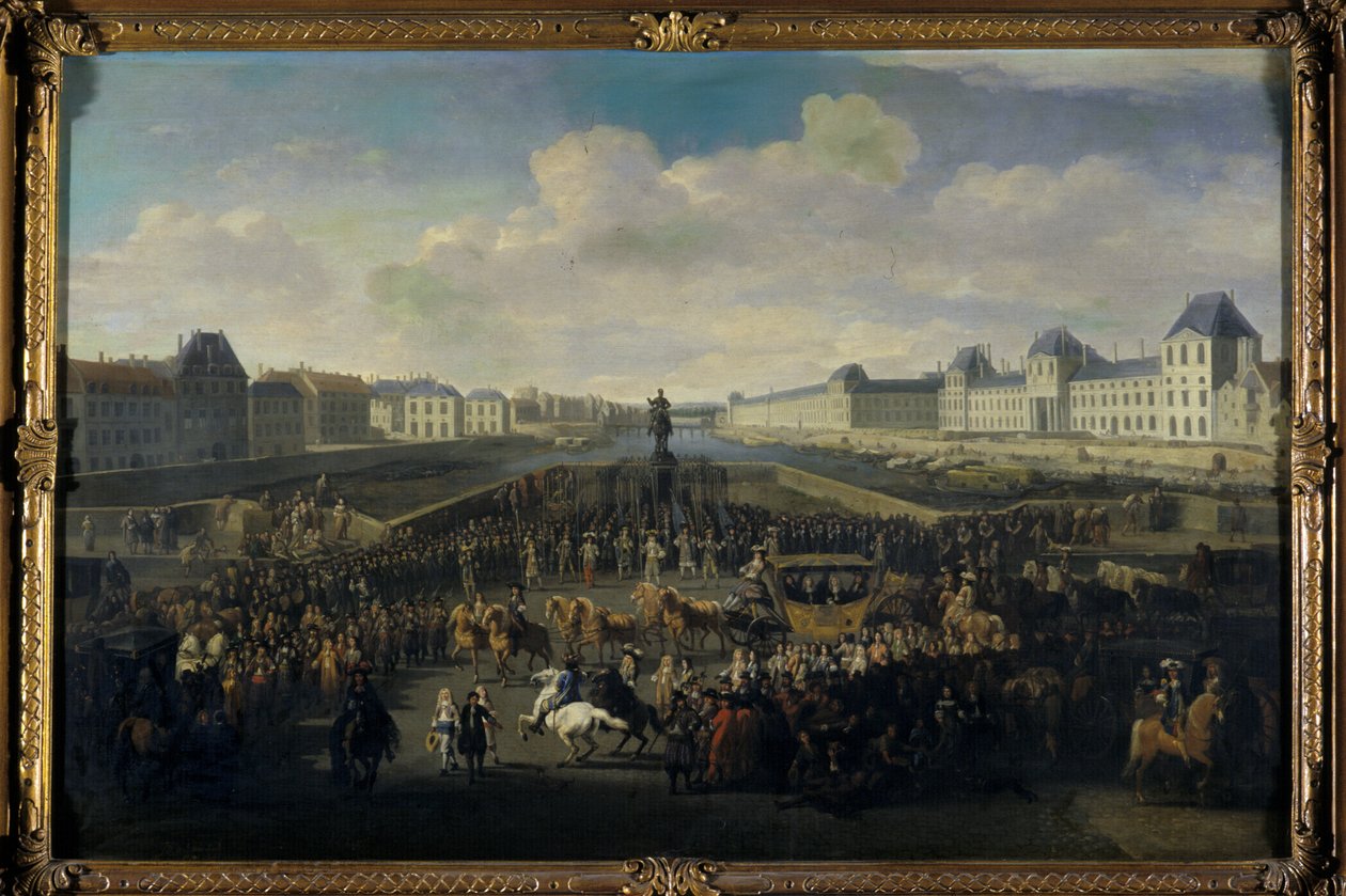 Luigi XIV che si avvicina al Pont Neuf, Parigi da Jan van Huchtenburgh