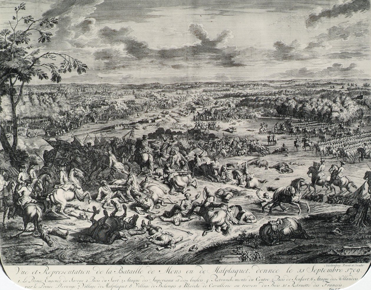 Scene di battaglia da: Dumont et Rousset, Histoire militaire du Prince Eugene (1663-1736), serie di otto incisioni da Jan van Huchtenburgh