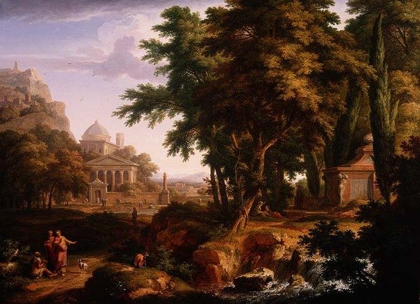 Paesaggio arcadico con San Pietro e San Giovanni che guariscono il paralitico, 1724-25 da Jan van Huysum