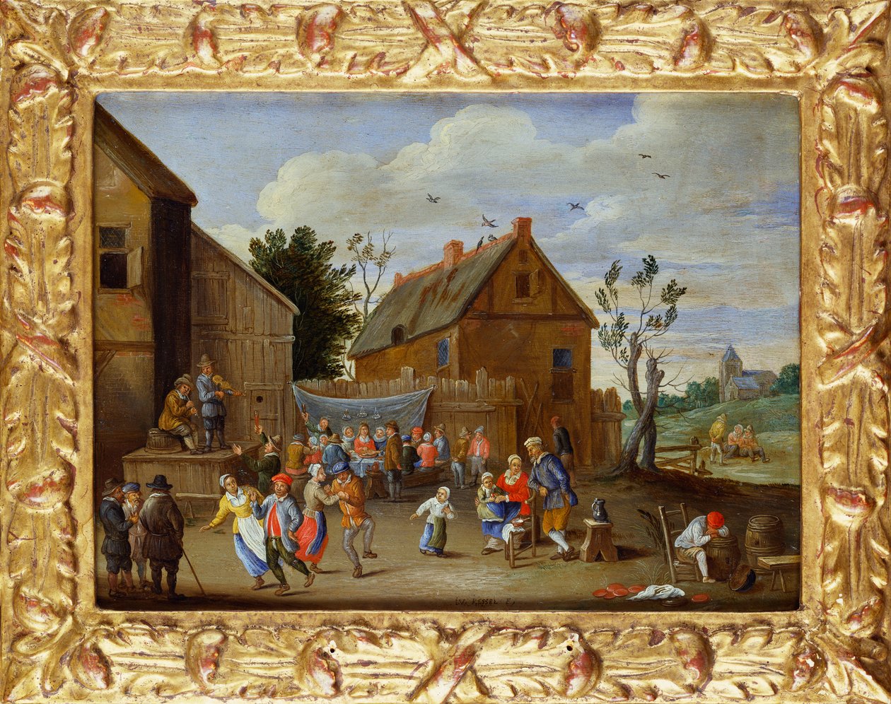 Una festa di nozze nel cortile di una locanda da Jan van Kessel