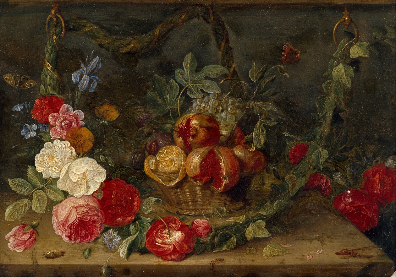Composizione di natura morta decorativa con un cesto di frutta da Jan van Kessel