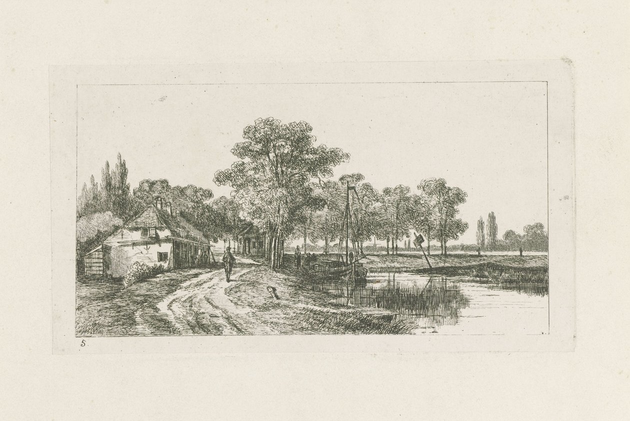 Paesaggio con barca attraccata da Jan van Lokhorst