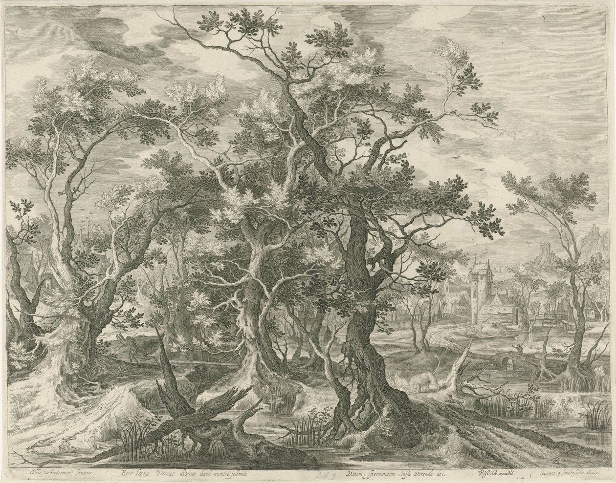 Paesaggio con un profeta di Giuda sbranato da un leone da Jan van Londerseel