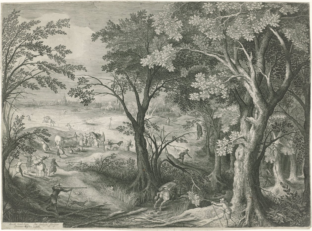 Briganti assaltano viaggiatori in un paesaggio da Jan van Londerseel