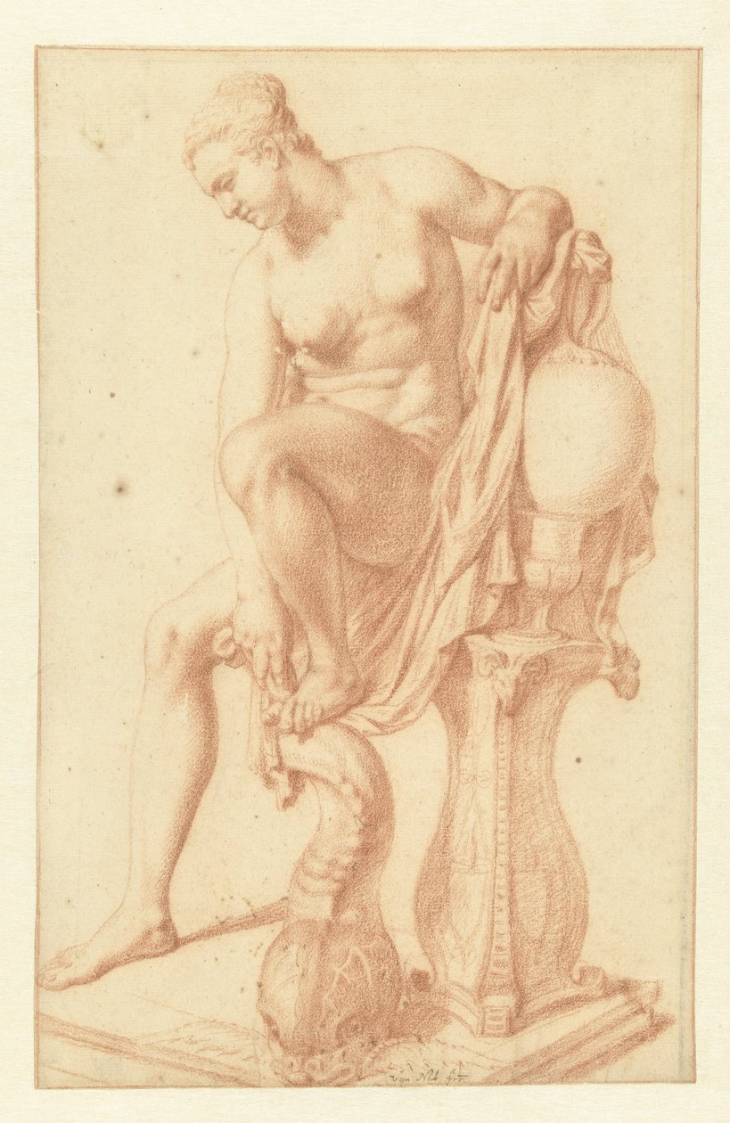 Donna nuda seduta al suo toilette da Jan van Neck