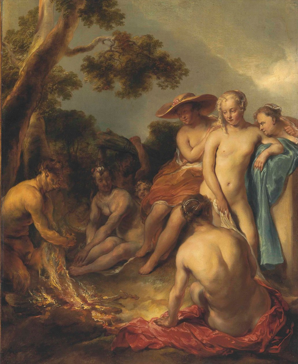 Tedesco: Satyr und Nymphen (das Bad der Diana) Ninfe e un satiro da Jan van Noordt