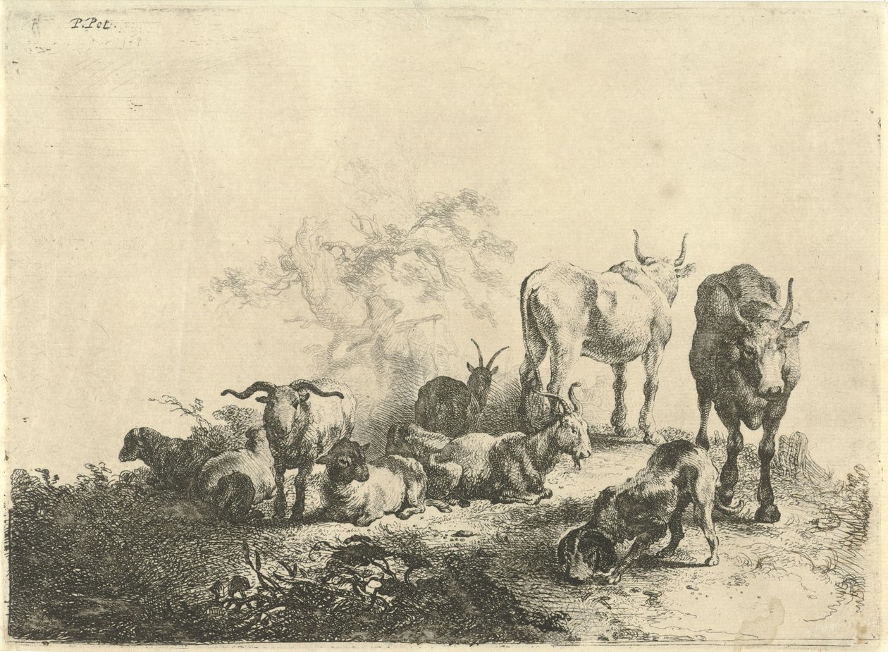 Paesaggio con bestiame e una lattaia da Jan van  Noordt