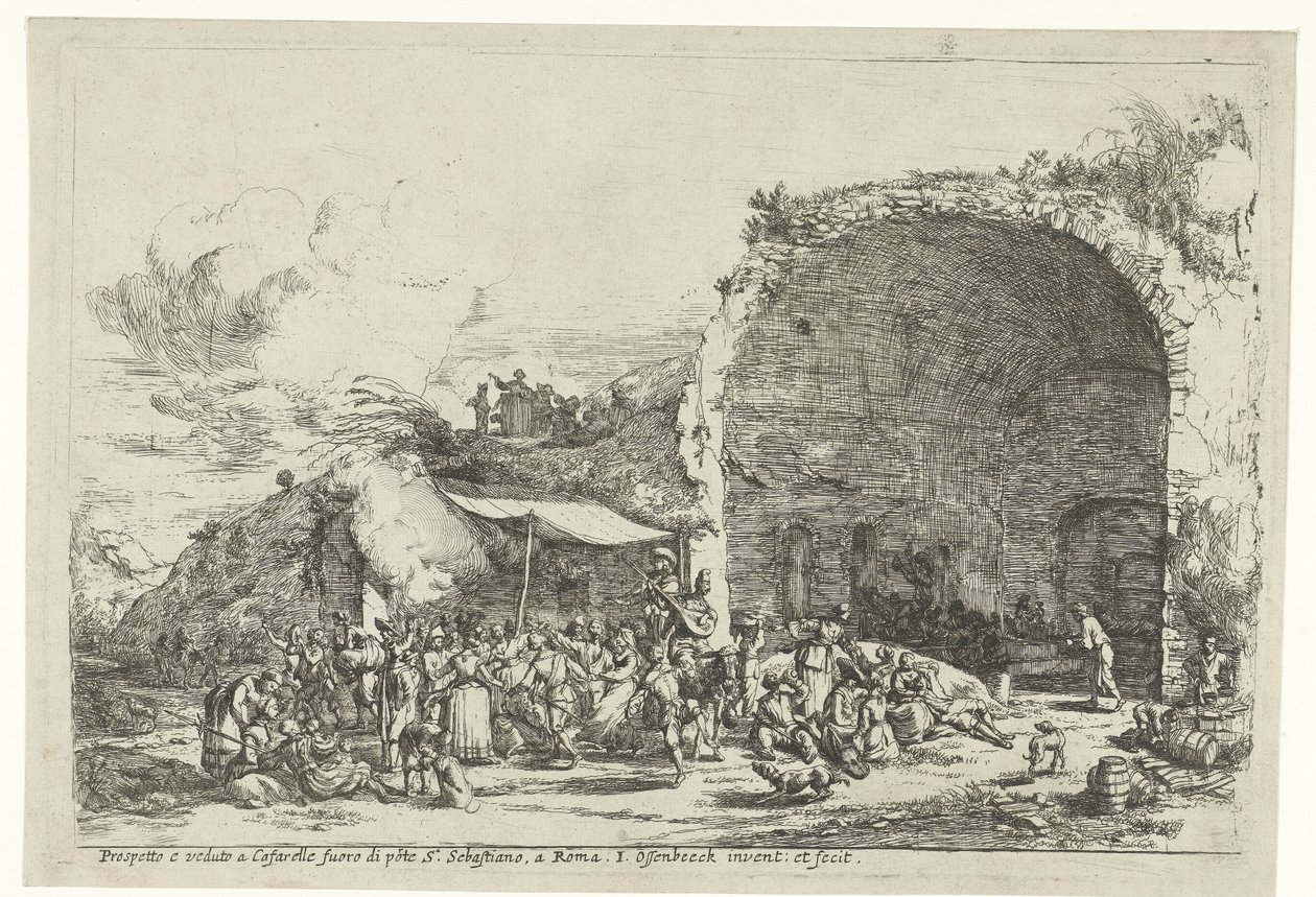 Festività presso le rovine della grotta della ninfa Egeria da Jan van Ossenbeeck
