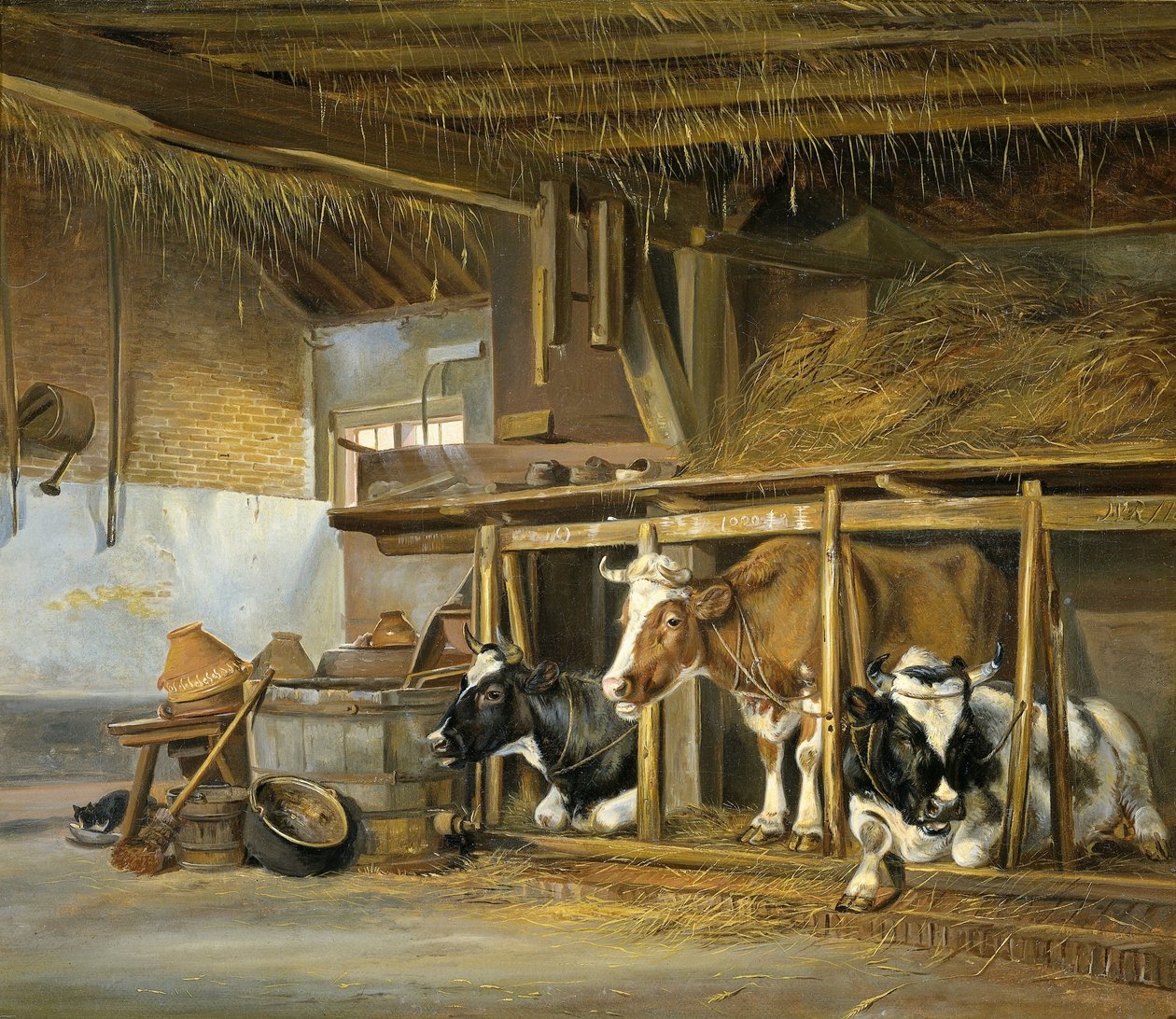 Mucche in una stalla da Jan van Ravenswaay