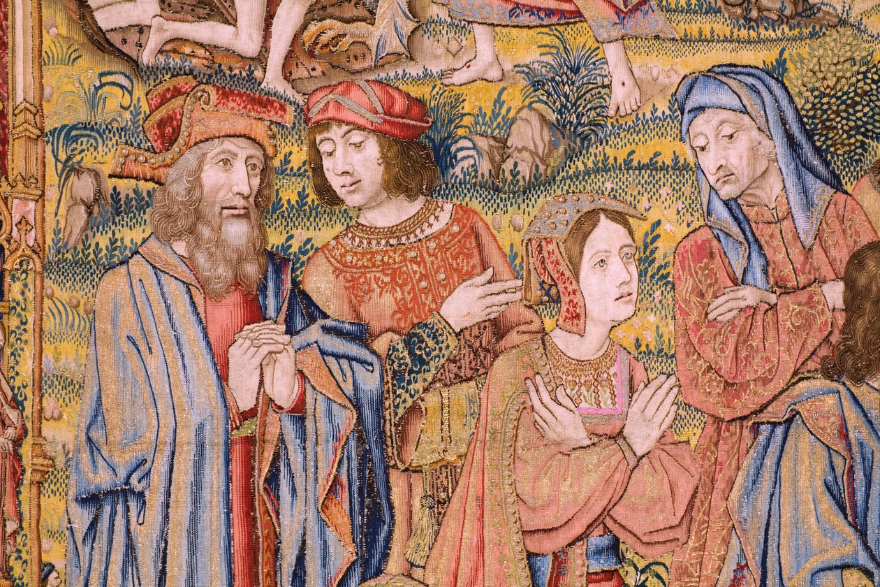Arazzo fiammingo. Serie La passione di Cristo: Discesa dalla croce (dettaglio) da Jan van Roome