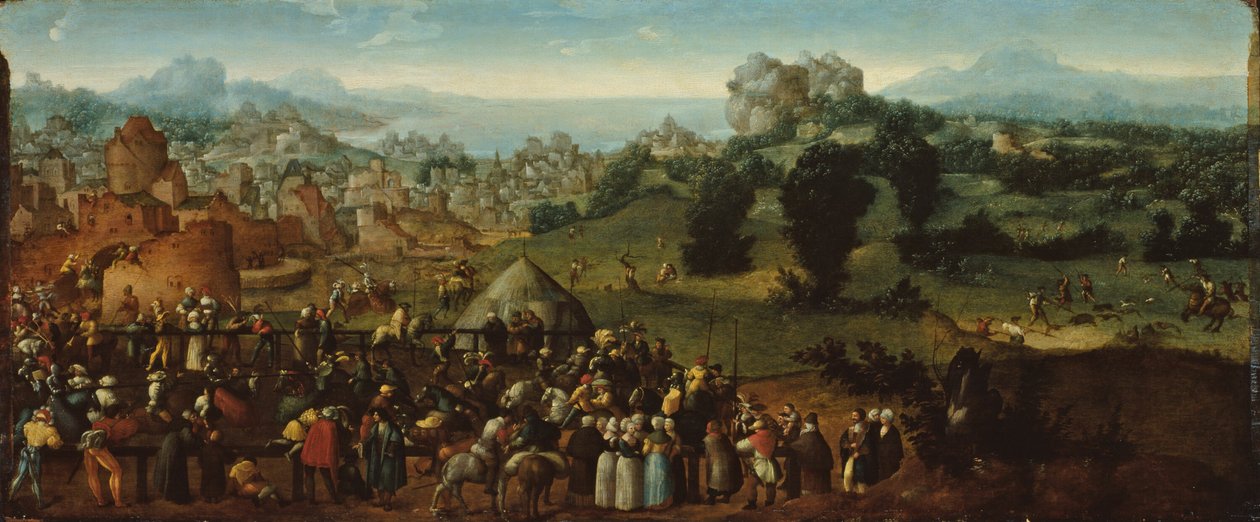 Paesaggio con torneo e cacciatori da Jan van Scorel