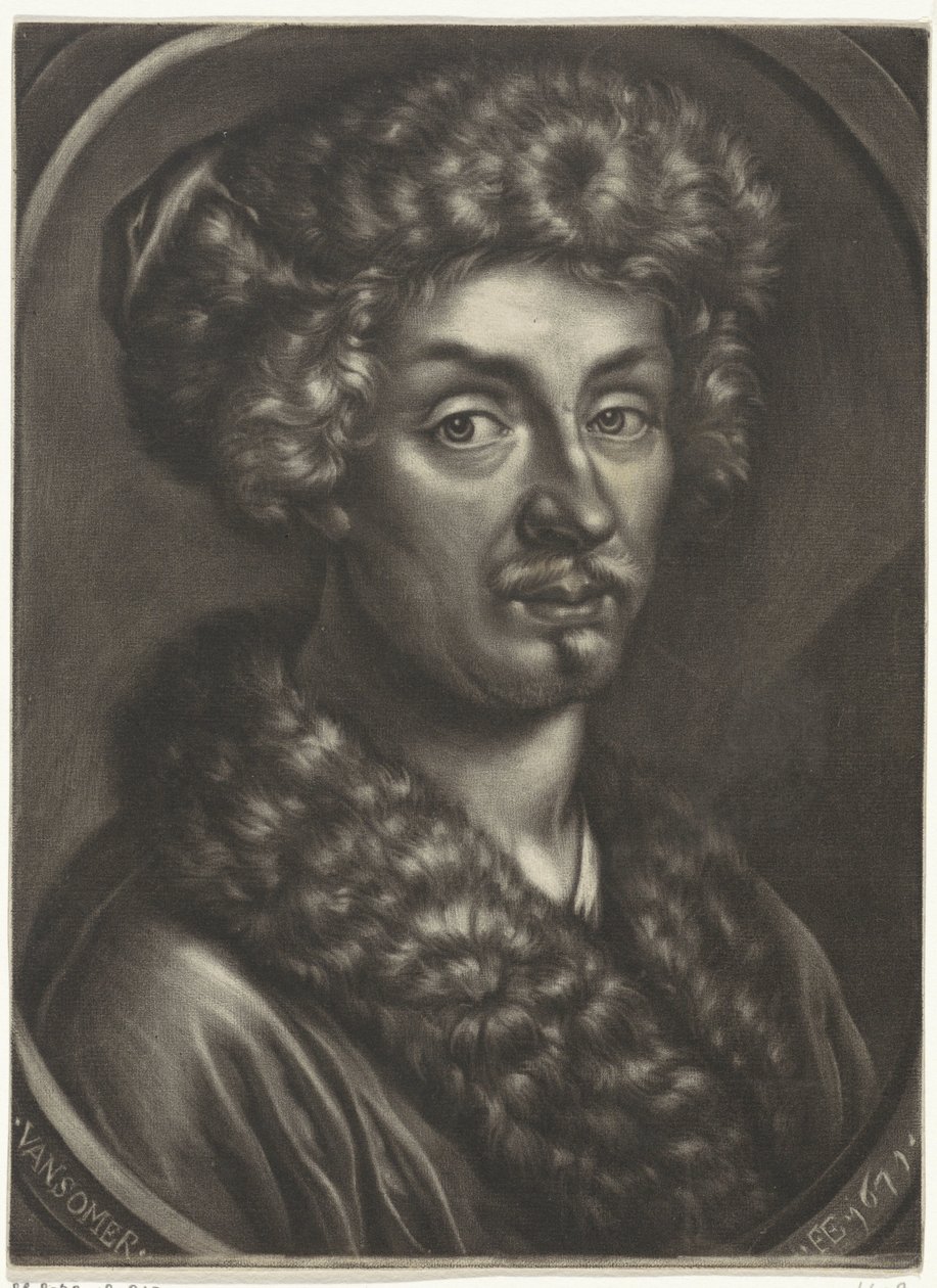 Ritratto di un uomo con un cappello di pelliccia da Jan van Somer