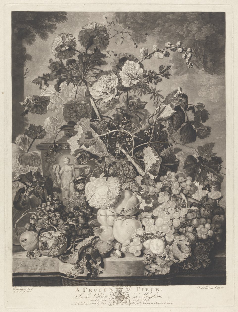 Un pezzo di frutta, inciso da Richard Earlom, 1781 da Jan van after Huysum