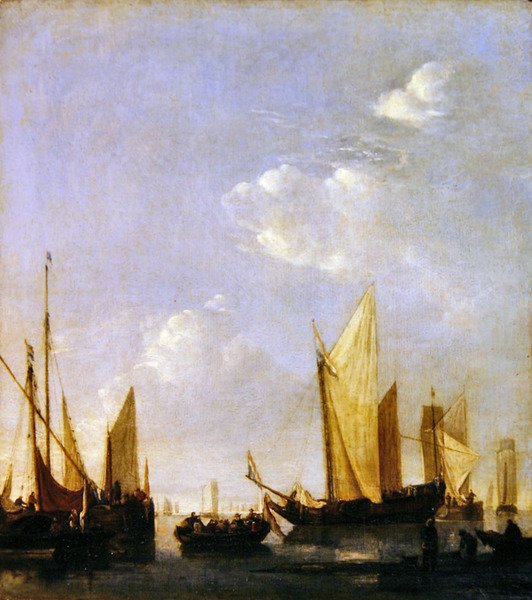 Navi ancorate in un mare calmo da Jan van de Capelle or Cappelle