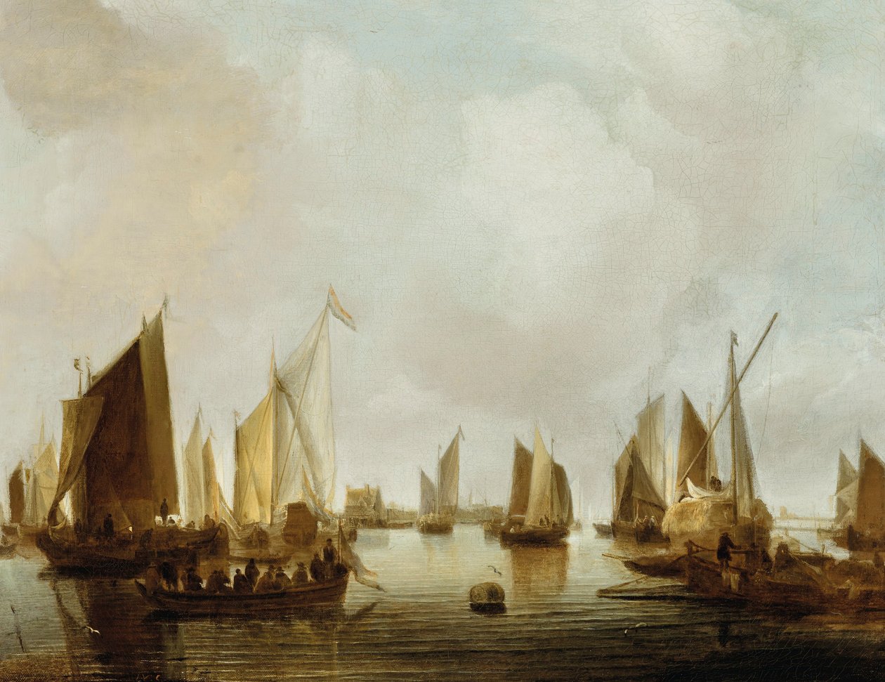 Olandese: Navi in un estuario Un porto di mare da Jan van de Cappelle