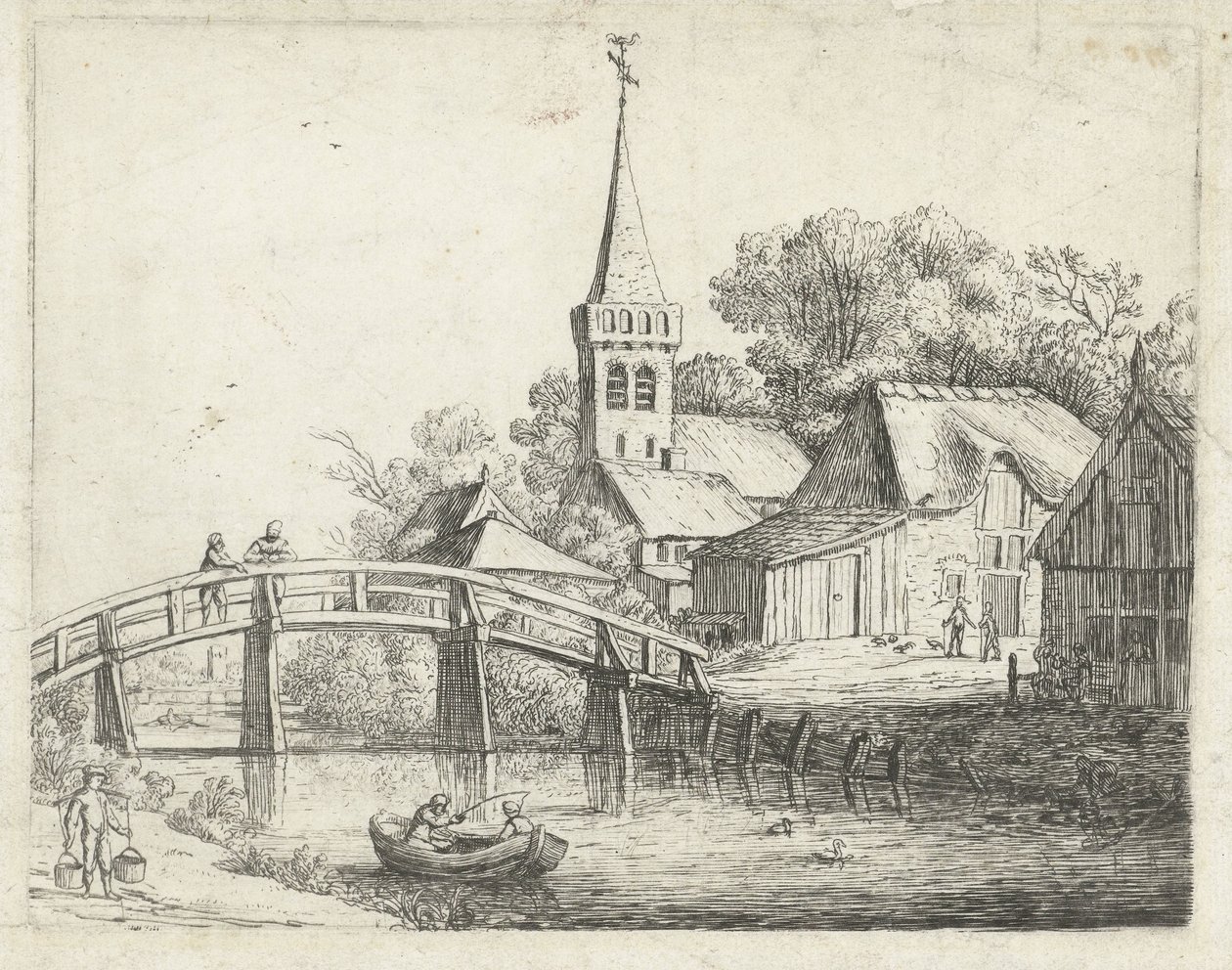Paesaggio con ponte di legno da Jan van de Cappelle