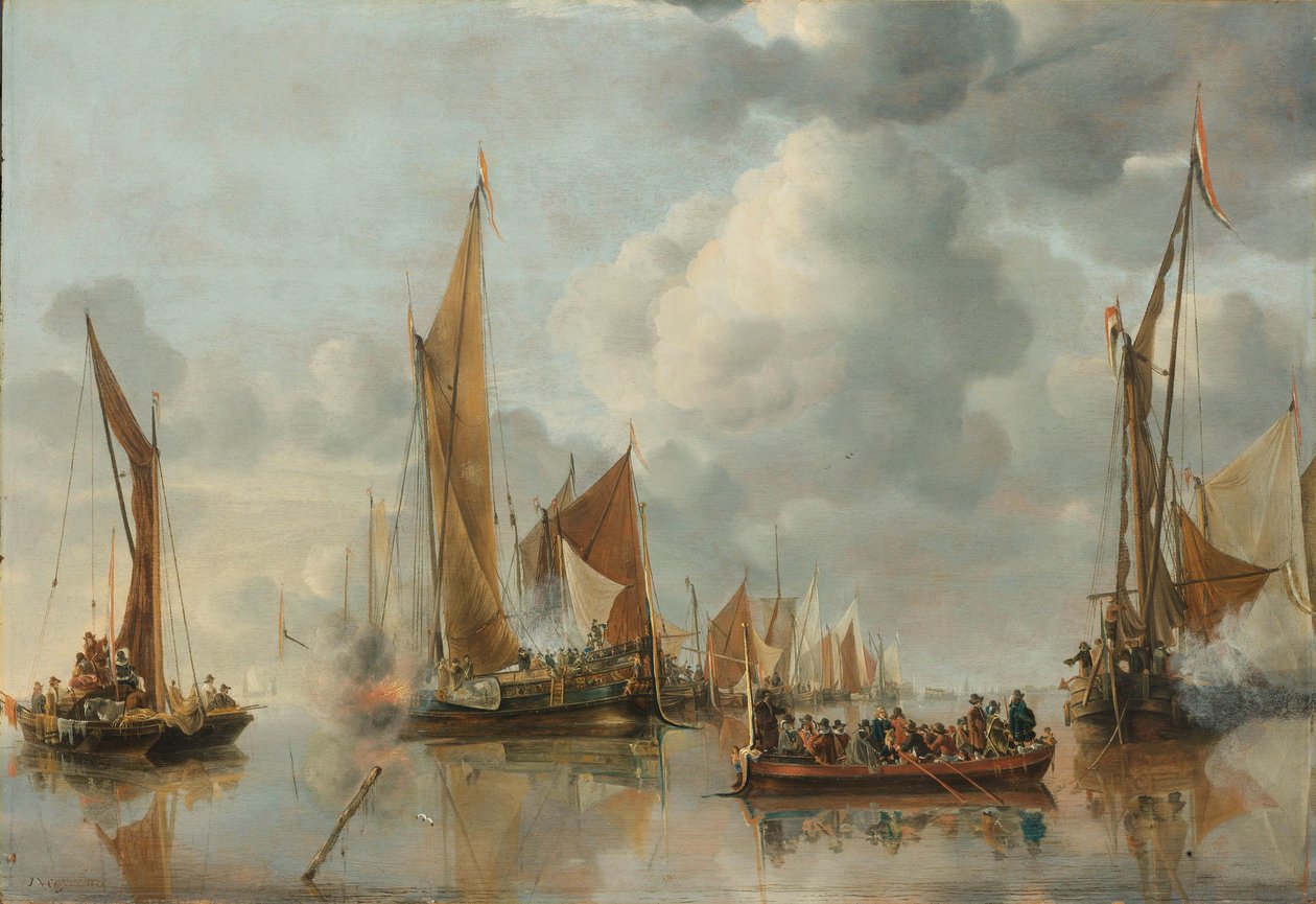 La flotta di casa che saluta la barca di stato da Jan van de Cappelle