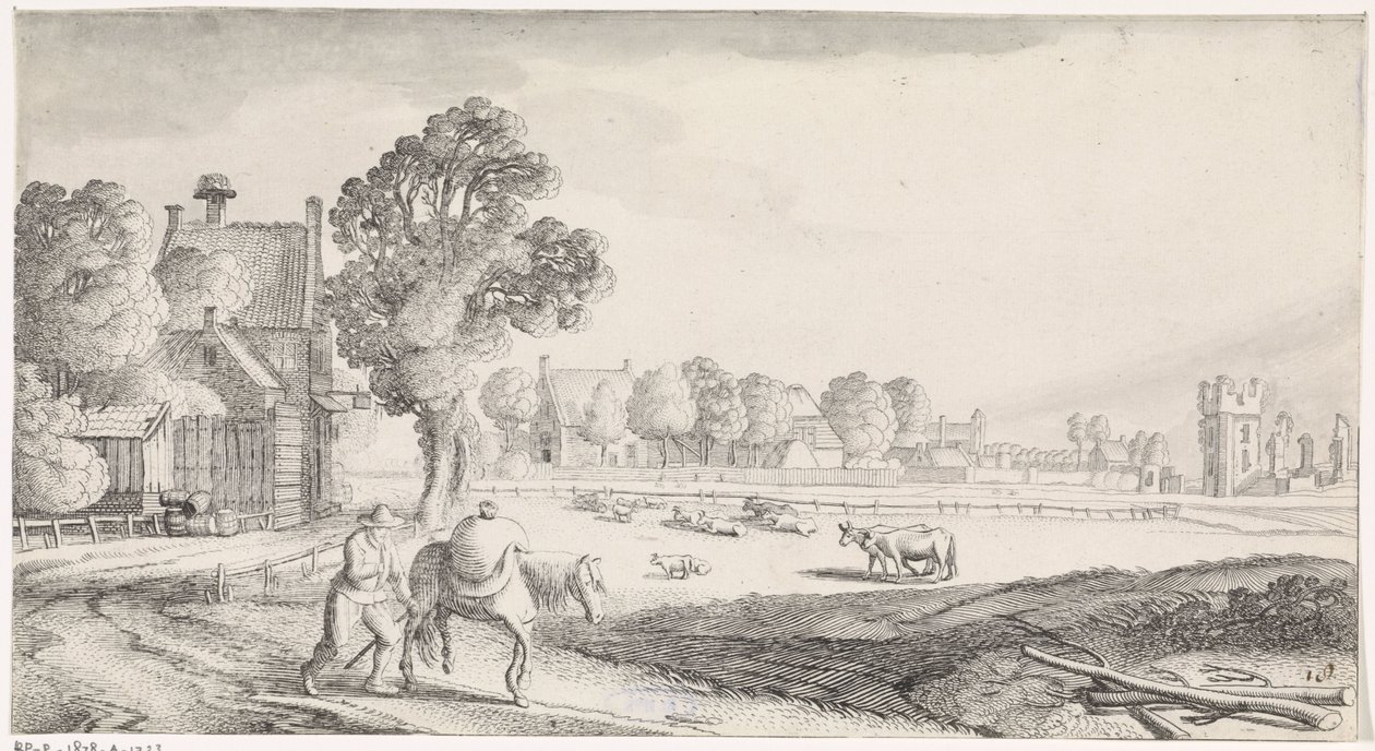 Contadino con cavallo da soma su una strada di campagna da Jan van de Velde (II)
