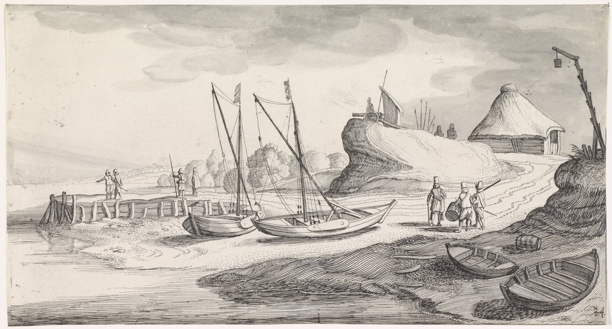 Barche su una riva del fiume da Jan van de Velde (II)