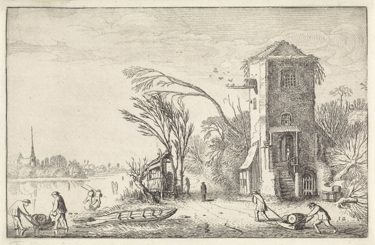Figure in un paesaggio invernale con una torre da Jan van de Velde (II)