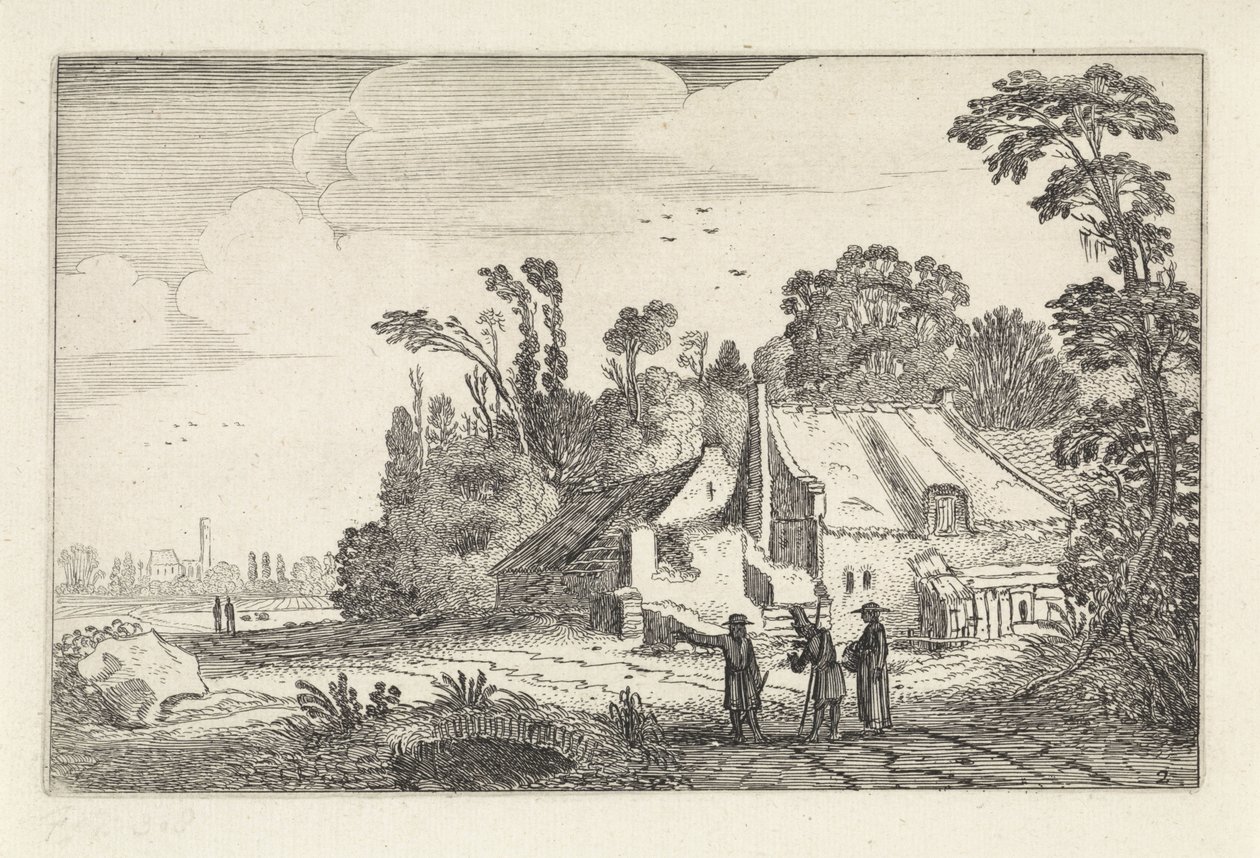 Figure su una strada di campagna vicino a una fattoria da Jan van de Velde (II)