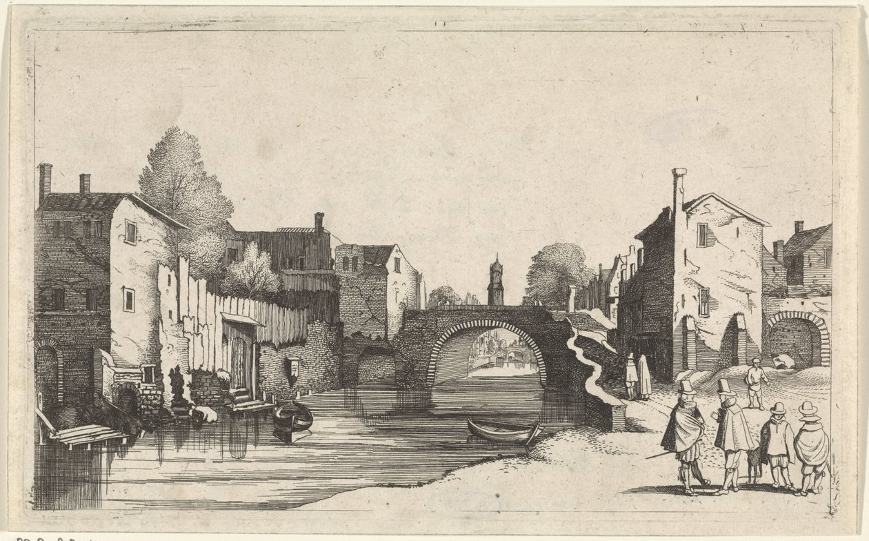 Veduta di un canale in una città da Jan van de Velde (II)